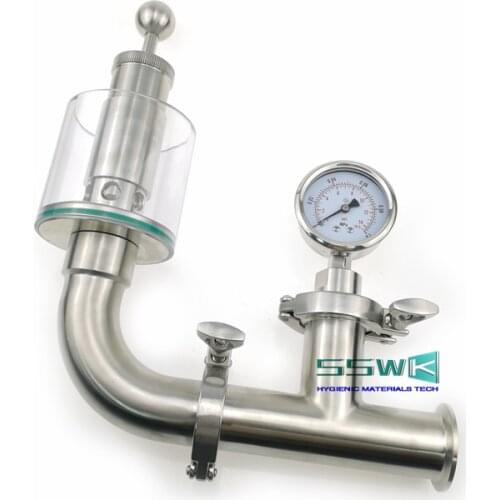1.5'' Tri Clamp Sanitary Pressure Relief Valve,Spunding Valve with Pressure Guage, Fermenter Air Release Bunging Pressure Device