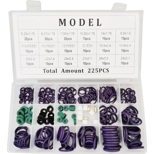225 pcs /box Car Air Conditioner R22/ R134a Repair Compressor Seal O- ring Gasket Kit