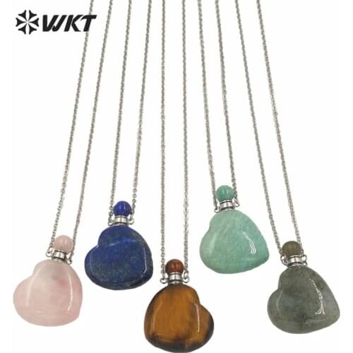 WT-n1250 Wholesale women stainless steel chain fashion stone perfume bottle necklace women essencial oil bottle necklace