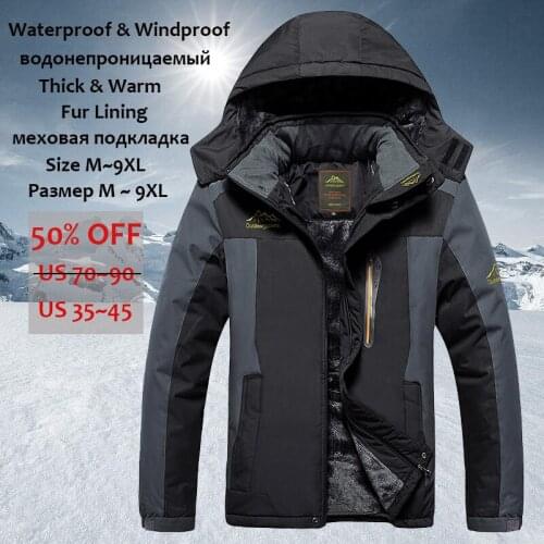 Winter Jacket Men Thick Warm Parka Coat Casual Hooded Fleece Fur Windproof Waterproof Jackets Windbreaker Plus Size 7XL 8XL 9XL