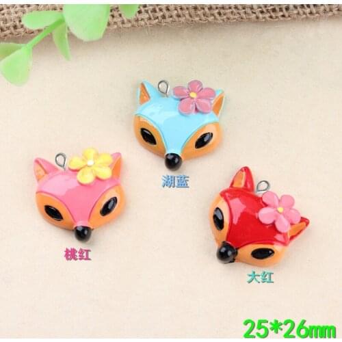 10pcs 25*26mm New popular cartoon animals fox charms DIY refrigerator sticker accessories cream mobile phone jewelry material