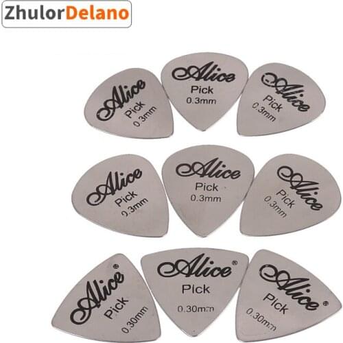 10pieces Alice Guitar Picks in 1 Color Full Thickness 0.3mm Stainless Steel Heartshape Jazzshape Tri-angleshape