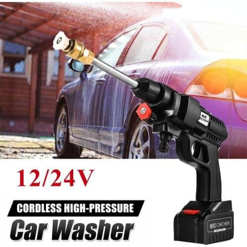 12/24V Cordless Electric Car Washer Spray Gun Portable High-pressure w/ Battery 5m/16.4ft for Cleaning Washing Nozzle Tools
