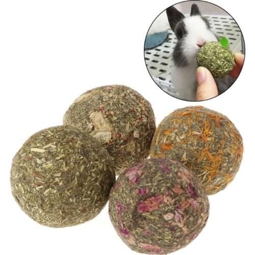 2 Pcs Pet Teeth Grinding Ball Natural Grass Toys For Guniea Pig Rabbit Chinchilla