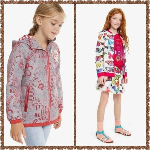 2020 DESIGUAL Spain Foreign trade tail single print sequin back elastic hooded girl jacket