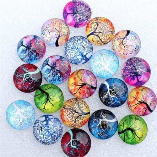 25mm Random Mixed Style Hope Tree Round Glass Cabochon Flatback Photo Dome Jewelry Jewelry DIY Accessories 10pcs/lot K06036