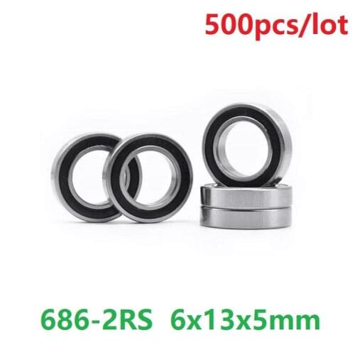 500pcs/lot 686RS 686-2RS 686 RS 2RS ball bearing 6x13x5 mm deep groove ball bearings Miniature Mini bearing 6*13*5