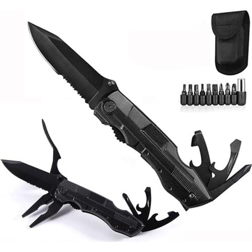Free Shipping 10 in 1 Multi-Function Knife Pliers Outdoor Combination Portable Saber Folding Blade P5-T1008