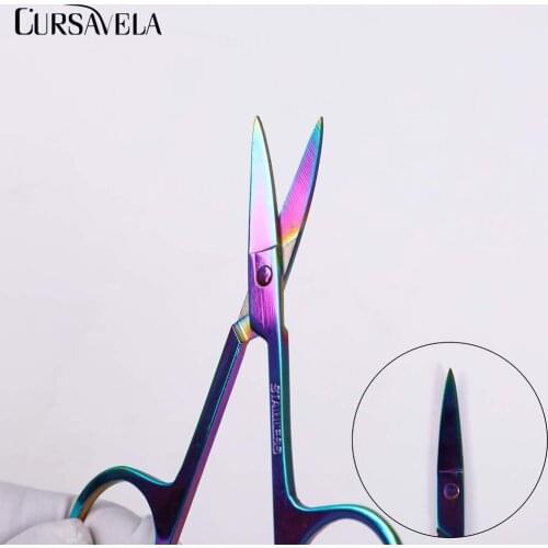 Cursavela 1PC Stainless Steel Eyebrow Scissor Eyelashes Nose Hair Mustaches Remove Scissor Trimmer Personal Care Beauty Tools