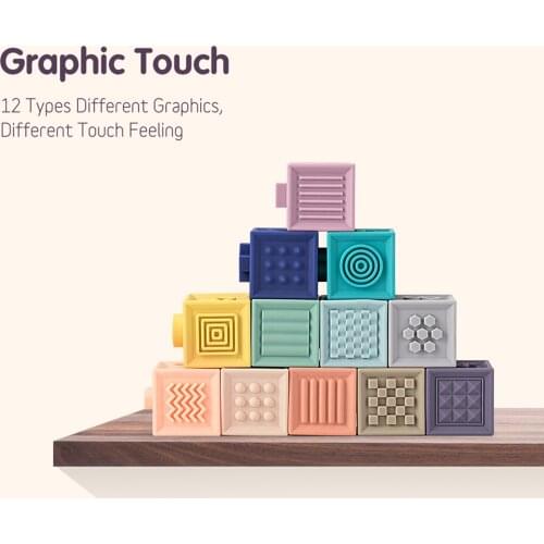 Baby 12Pcs Soft Sensory Ball Development Educational Blocks Sound Toy Set