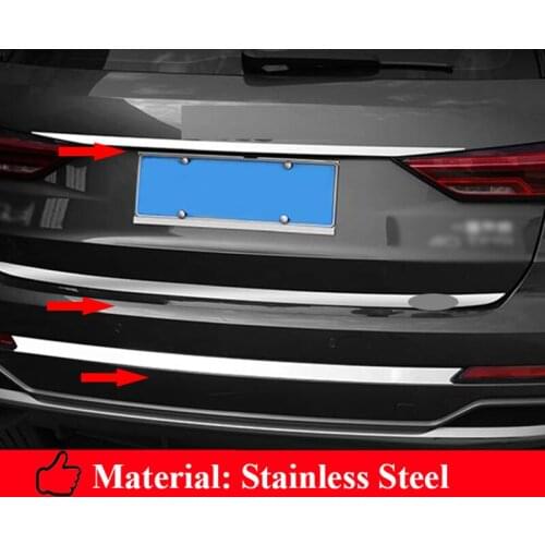 For Audi Q3 S Line 2019-2021 Rear Boot Trunk Tailgate Bottom Lid Molding Strips Garnish Cover Trim Car Styling