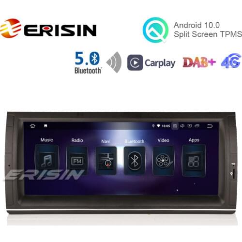 Erisin 5153 10.25" Autoradio Android 10 CarPlay GPS DAB RDS Bluetooth 5.0 OBD TPMS WiFi 4G DVB-T2 SWC for BMW X5 E53 5er E39 M5