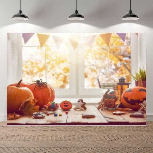 Seekpro Autumn Halloween Party Pumpkin Sun Light Child Photography Baby Background Photographic Backdrop For Photo Studio Shoot
