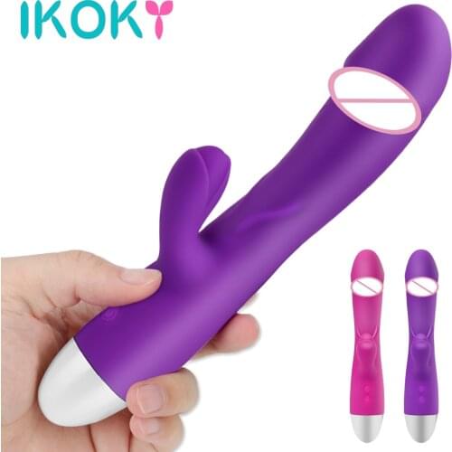 IKOKY G Spot Massager Sex Toys for Woman Female Masturbation Vaginal Clitoris Stimulator Dildo Rabbit Vibrator Dual Vibration