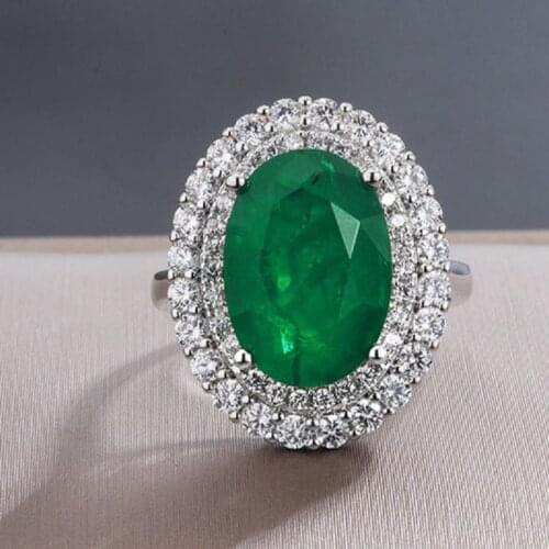 QTT Dazzling Bling Tourmaline Gemstone Resizable Ring For Wedding Women Gift Luxury 925 Sterling Silver Temperament Jewelry 2021