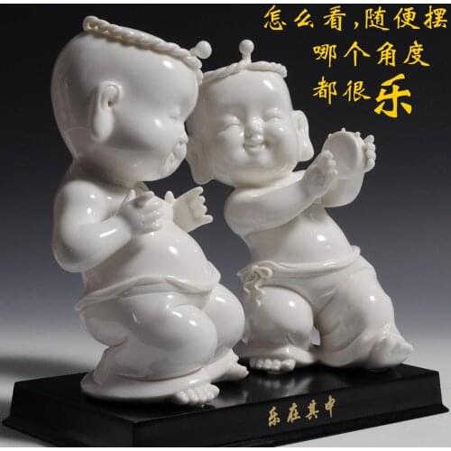 Cute boy children happiness within animal creative TV cabinet modern ceramic decoration Home Furnishing desktop cabinet