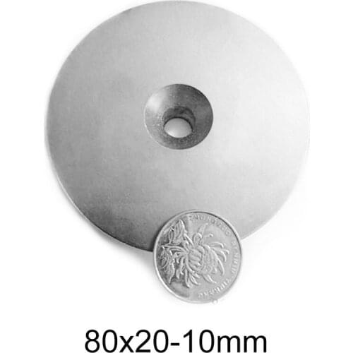 1PC 80X20-10 Strong Cylinder Rare Earth Magnet 80*20 Hole 10mm Round Neodymium Magnetic Magnets N35 disc magnets 80*20-10 mm