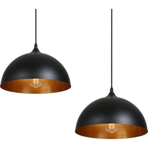Tomshine 2pcs Metal Pendant Light Cover Black Lampshade Industrial Hanging Ceiling Lamp Shade for Kitchen Dining Room Restaurant