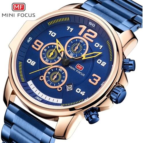 MINI FOCUS Chronograph Watch Men Sports Watches Mens 2019 Quartz Wristwatch Luxury Brand Business Stainless Steel Clock Male Hot