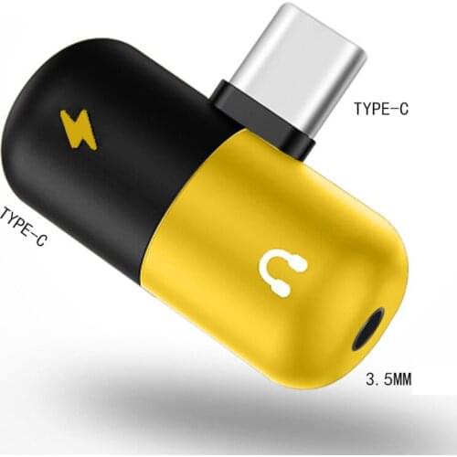 Mini Capsule Type-C Audio Cable Charger Adapter Pill Shape Adapter Fast Charging 3.5mm Female Audio Remote Control for Samsung