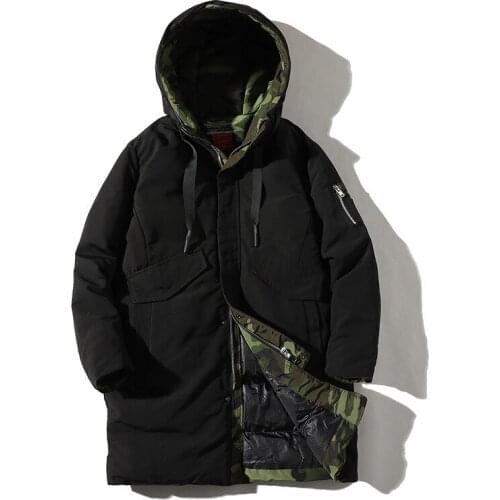 Fashion Casual Long Jacket Mens Hooded Windbreaker Male Parkas Coats Cotton Autumn Winter Trench Coat Men Japanese Streetwear