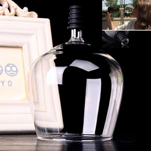 Fashionable Unique Crystal Transparent Glass Red Wine Bottle 401-500ml Screwing Drinking Straight Cup Party Bar Tools