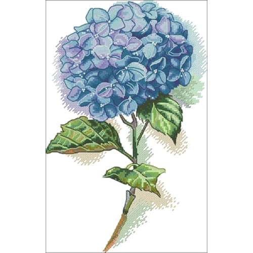 Blue hydrangea patterns Counted Cross Stitch 11CT 14CT 18CT DIY Chinese Cross Stitch Kits Embroidery Needlework Sets