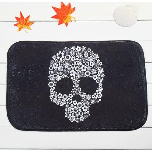 Latest design black skull home front bedroom carpet slip mats