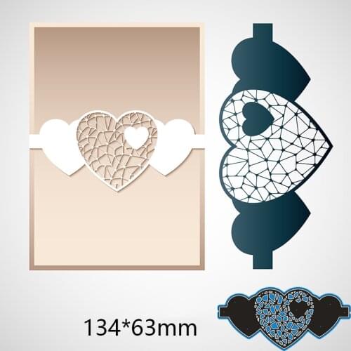 New Metal Cutting Dies Hollow Heart For Card DIY Scrapbooking Stencil Paper Craft Album Template 134*63mm