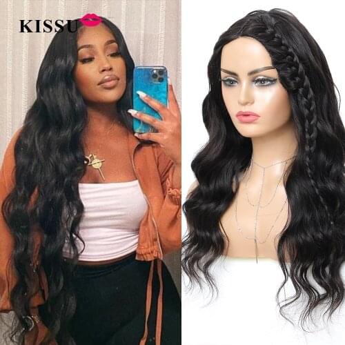 KISSU 30 32 34 36 Inch Body Wave Lace Front Long Wig 4x4 Lace Closure Wig Brazilian Lace Front Wavy Human Hair Wigs For Women