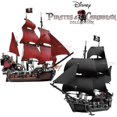New Black Pearl 1151PCS With Dolls Caribbean Pirates Ship Queen Annes Revenge Pirates Ideas Model Building Block Brick Kid Gift