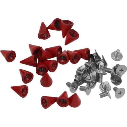 Prettyia 20x Red Metal Studs Rivet Bullet Spike Cone Screw for Leather Craft