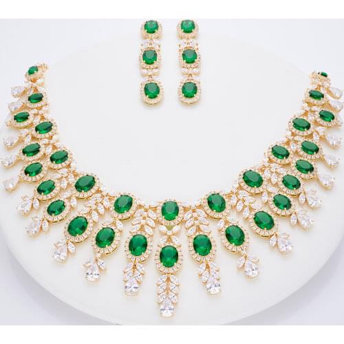 TIRIM Luxury Womens Jewelry Set AAA CZ Cubic Zirconia Indian Retro Elegant Big Colorful Necklace Bridal Jewellry Accessories