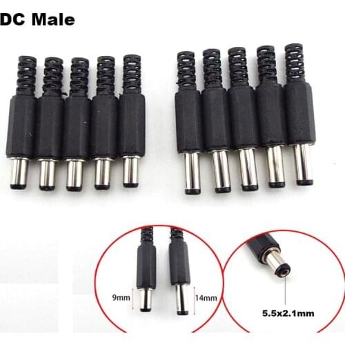 DC Male Power Supply Jack Adapter Plug Connector 5.5mmx2.1mm Socket For DIY Projects