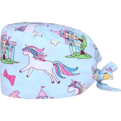 Sugical Cotton Caps women and female doctor nurse cap operating room hat dental beauty salon work cap blue unicorn hat