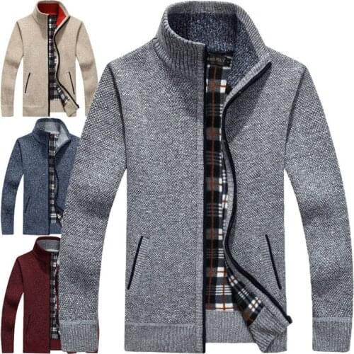 Sweater Men Autumn Winter Casual Thick Warm Cashmere Coat Cardigan Zipper Sweatercoats Knitwear Sweaters Jacket Sueter Masculino