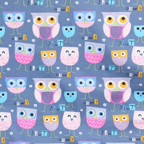 Syunss,Big Cup Owl Printed Cotton Fabric DIY Tissus Patchwork Telas Sewing Baby Toy Bedding Textile Quilt The Cloth Craft Tecido