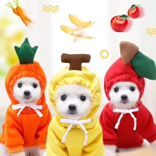 Warm Dog Clothes Cute Fruit Cosplay Cat Coat Winter Dog Hoodies Fleece Pet Costume Jacket for Bulldog Chihuahua Ropa Para Perro