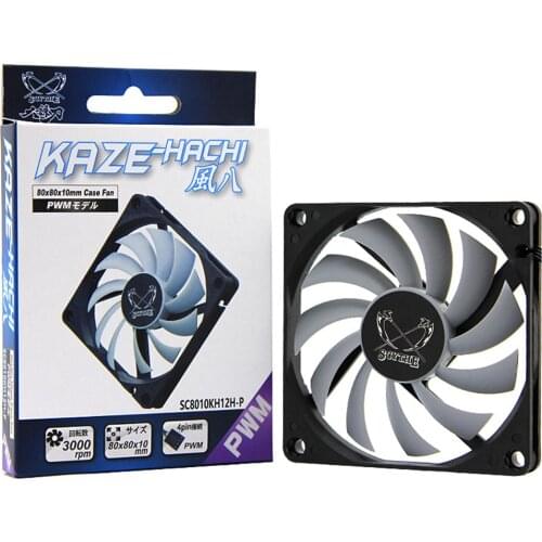 80mm Computer PC Case Thin Fan 4 Pin 3000RPM Adjustable Speed Temperature Control Chassis PWM Heatsink Cooler