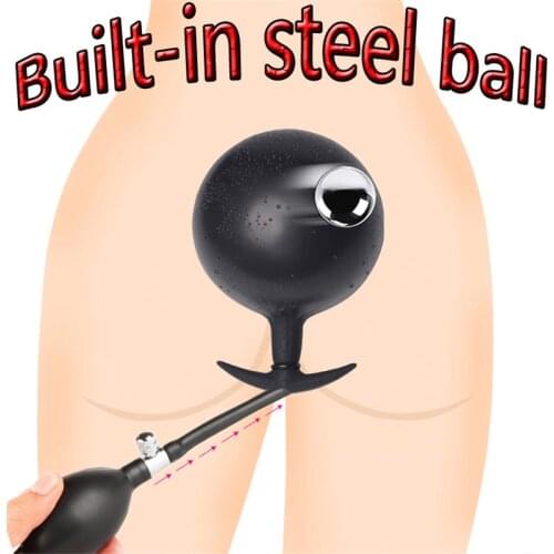 Built-in Steel Beads Inflatable Butt Plug, Super Huge But Plug Vaginal Anal Dilator Dildo Sex Toys For Women And Men Anal Pump
