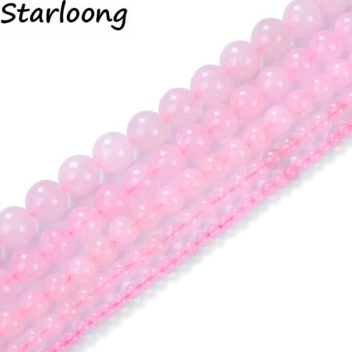 High Quality 4mm 6mm 8mm 10mm Rose pink Quartz Round loose Natural stone Beads strand 15'' DIY Jewelry Making for bracelet
