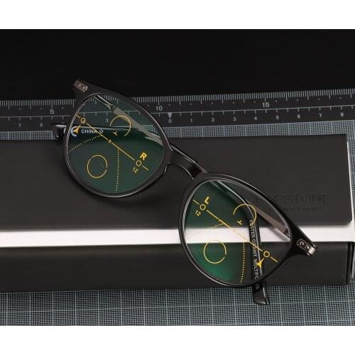 High Quality Round Progressive Multifocal Reading Glasses Men Anti Blue Light Presbyopic Glasses Women Ultra Light Metal Gafas