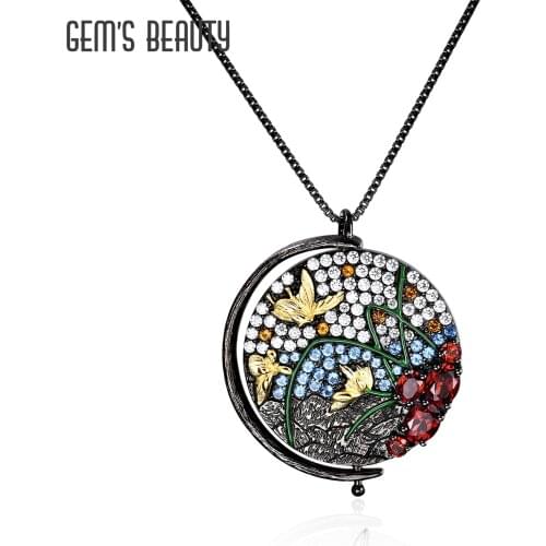 Gems Beauty Real 925 Sterling Silver Handmade Fine Jewelry Garnet Spin Flip Fine Jewelry Creative Pendant Accessories Gifts