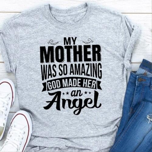 Women Cool Tee Shirt, Angel T-Shirts, "God Made Her An Angel" Saying Short Sleeve Shirt,Funny Tee for Casual Wear slogan tops