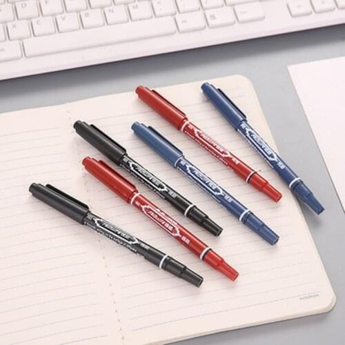 1pcs Double-head Marker Pen 0.5mm1.0mm Novelty Stationery Permanent Mark Marker Pens Graffiti Writing Pen Office Supplies
