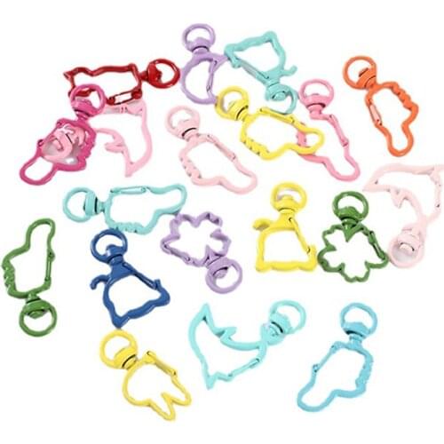 10PCS Cat Colorful Key Chain Ring Metal Lobster Clasp Clips Bag Car Keychain DIYJewelry Accessories Key Hooks Hook Up Base