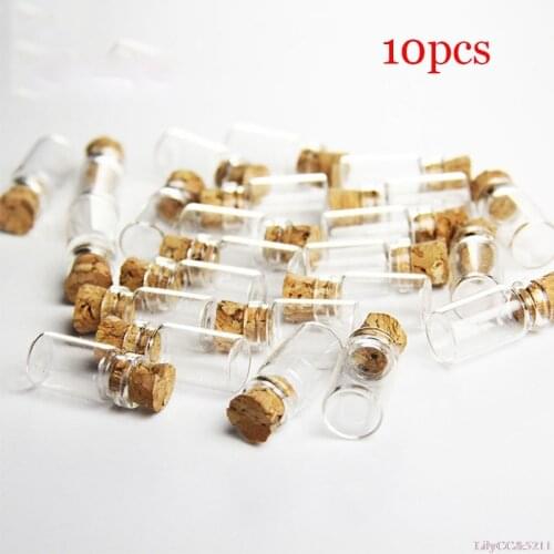 10pcs Mini Small Glass Bottles with Clear Cork Stopper Jars Tiny Wedding Vials DIY