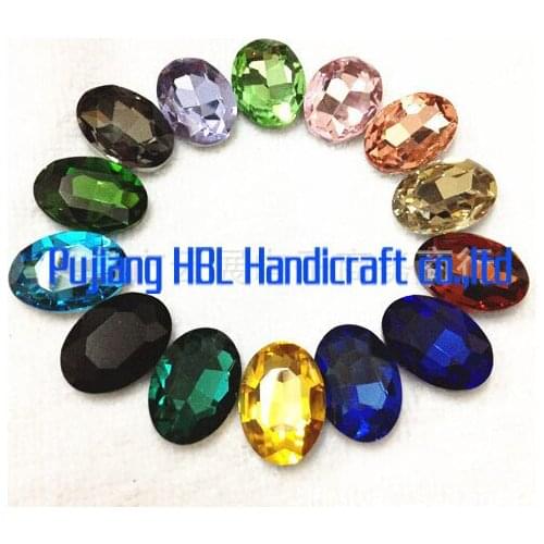10x14mm 50pcs/bag Oval Shape Crystal Rhinestones Pointback Glass DIY Handcraft woman dress rhinestones free shipping