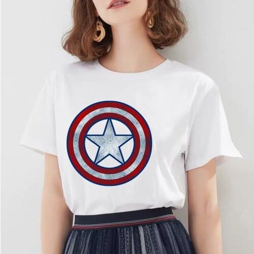 2021 Fashion Marvel Shield Women T-shirts Disney Kawaii Printed Unisex Women Couple Ullzang Girl Harajuku Special Short Sleeve