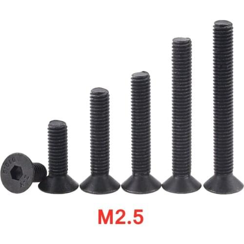 30PCS DIN7991 M2.5x5/6/8/10/12/16MM Hexagon Socket Flat Countersunk Head Screw Carbon Steel Hex Socket Bolts Machine Screw